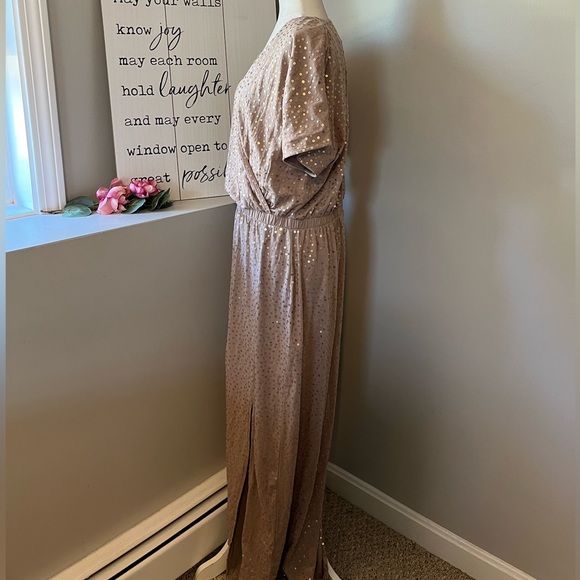 Garnet Hill Champagne Sequined Knit Maxi Dress - Picture 3 of 6